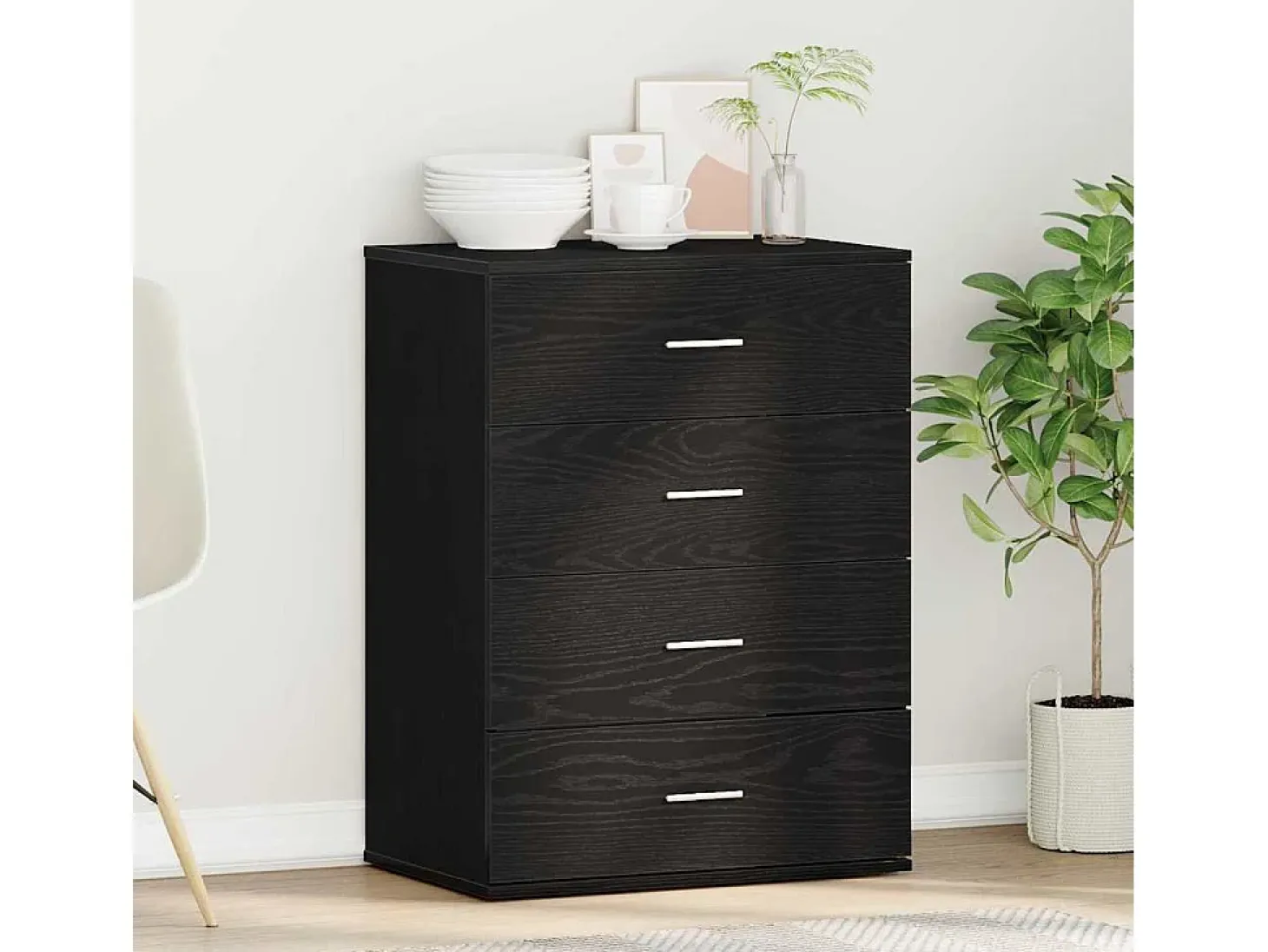 Aparador con cajón Roble Negro 60 x 39 x 80 cm Madera de ingeniería