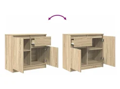 Aparador con cajón roble Sonoma 71x35x65 cm madera ingeniería