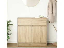Aparador con cajón roble Sonoma 80x34x76 cm madera ingeniería