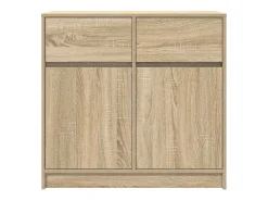Aparador con cajón roble Sonoma 80x34x76 cm madera ingeniería