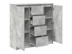 Aparador con cajones gris hormigón 100,5x35x98,5 cm