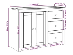 Aparador con cajones Panama madera maciza pino 112x40x80 cm