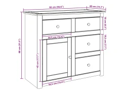 Aparador con cajones Panama madera maciza pino 93x40x80 cm
