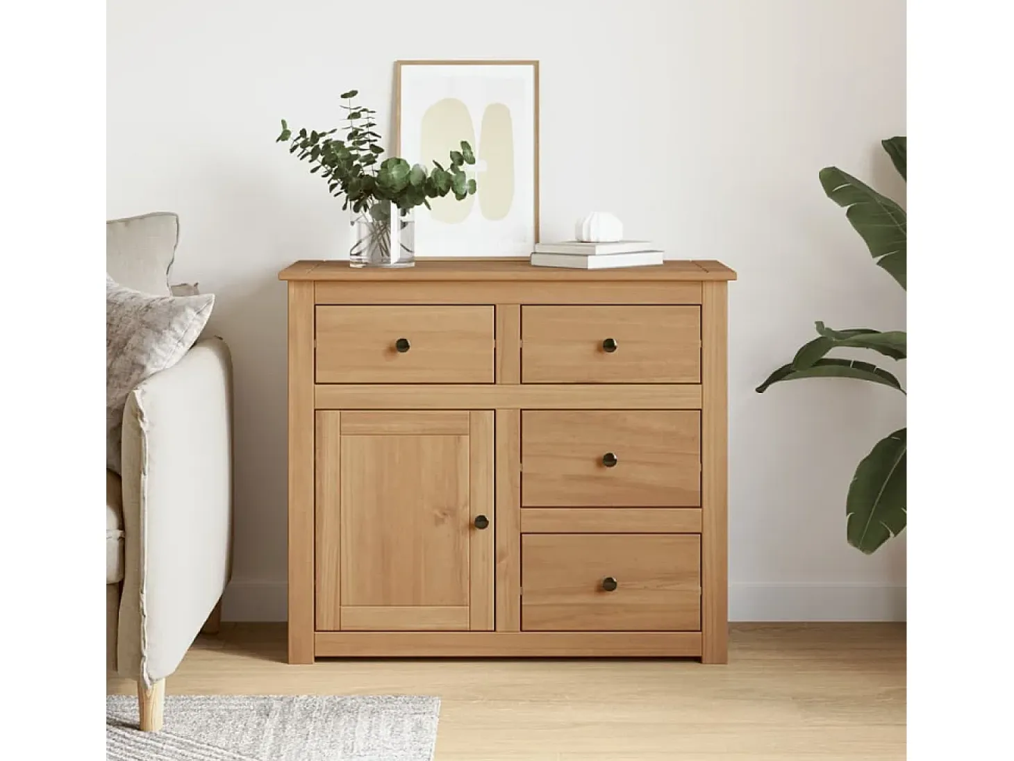Aparador con cajones Panama madera maciza pino 93x40x80 cm