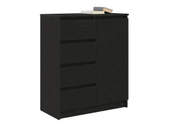 Aparador con cajones roble negro 71x35x84 cm madera ingeniería