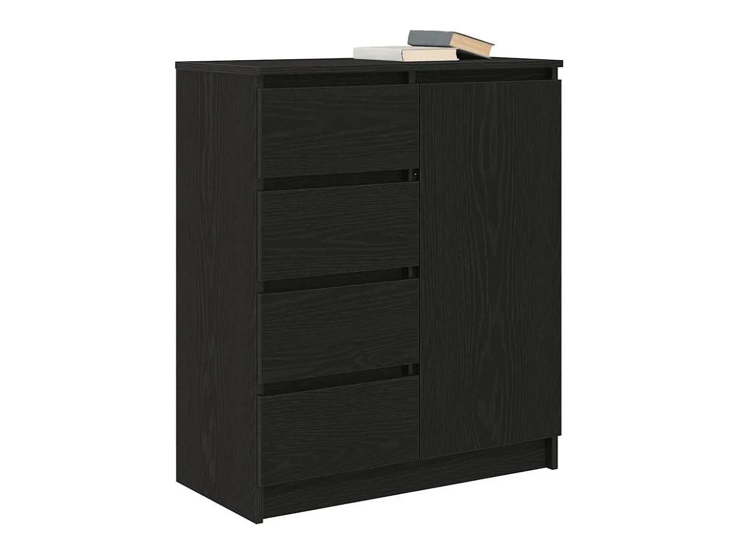 Aparador con cajones roble negro 71x35x84 cm madera ingeniería