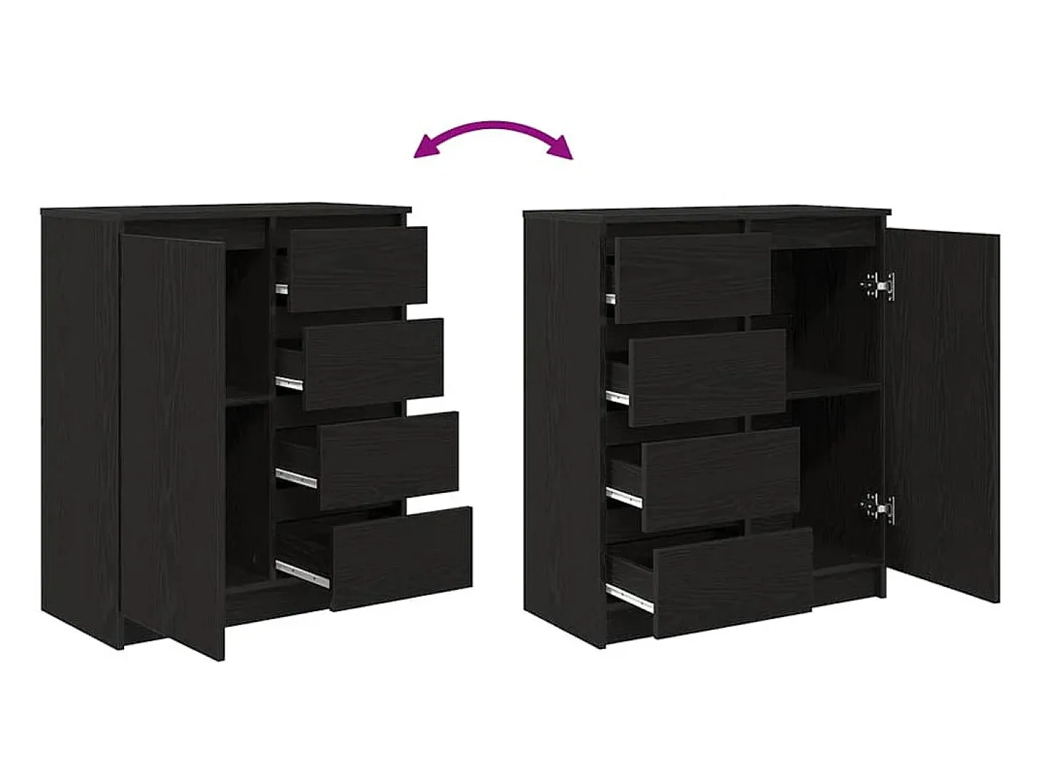 Aparador con cajones roble negro 71x35x84 cm madera ingeniería
