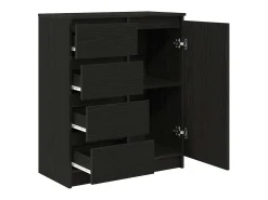 Aparador con cajones roble negro 71x35x84 cm madera ingeniería