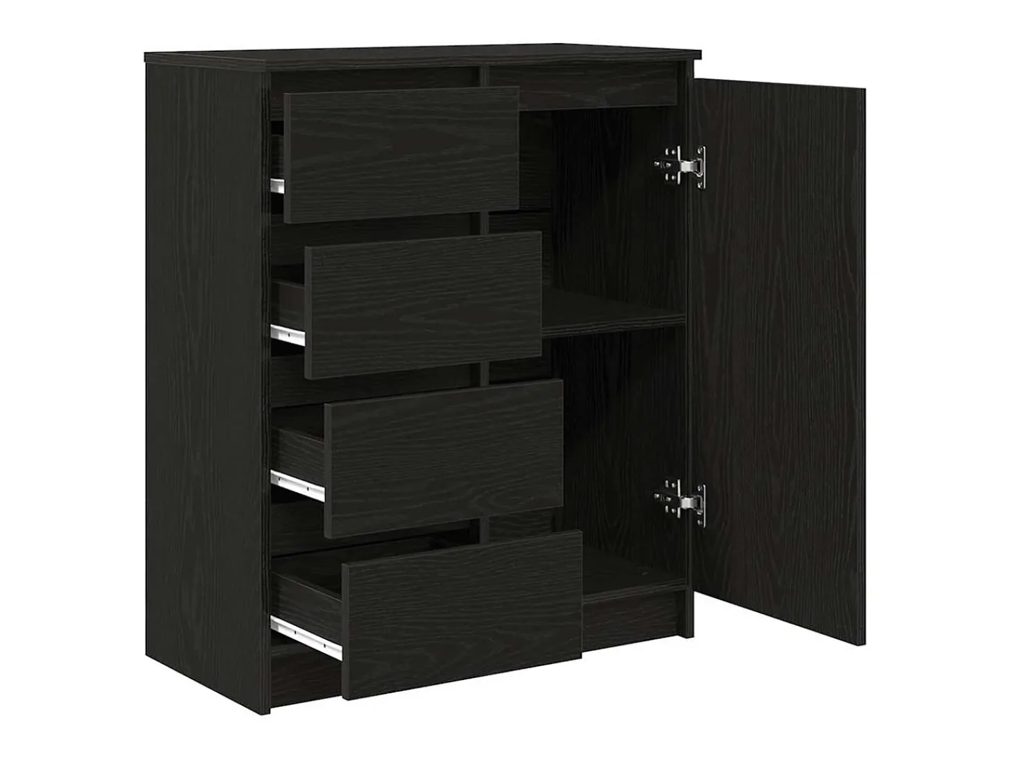 Aparador con cajones roble negro 71x35x84 cm madera ingeniería
