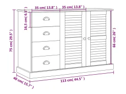 Aparador con cajones VIGO madera maciza pino 113x40x75 cm