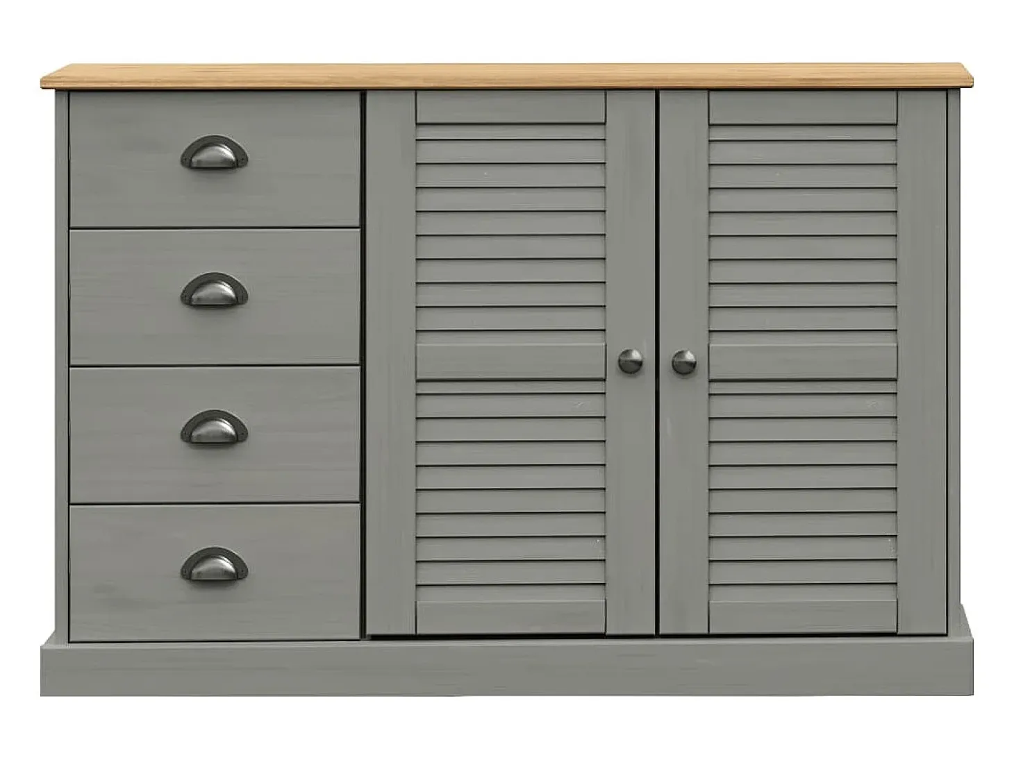 Aparador con cajones VIGO madera maciza pino gris 113x40x75 cm