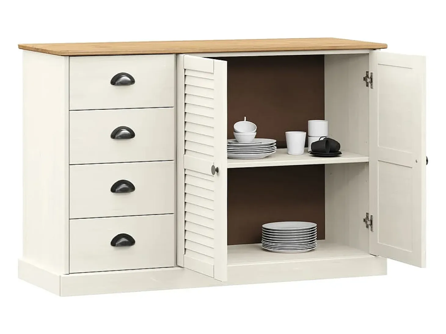 Aparador con cajones VIGO madera maciza pino blanco 113x40x75cm