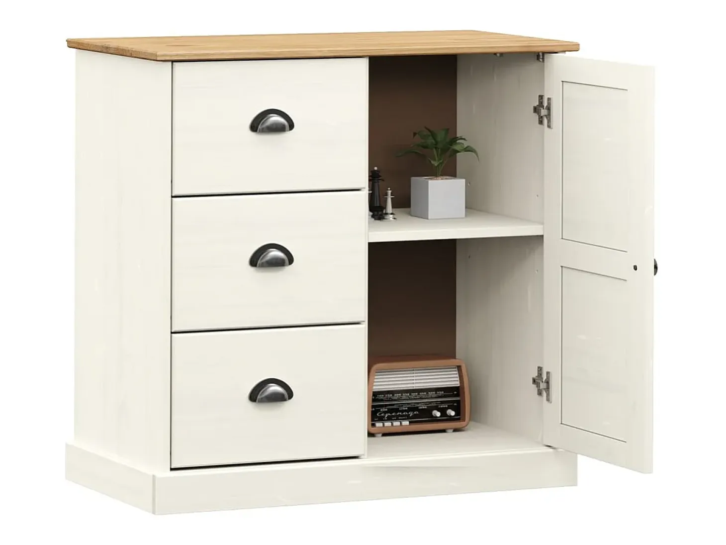 Aparador con cajones VIGO madera maciza pino blanco 78x40x75 cm