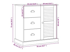 Aparador con cajones VIGO madera maciza pino blanco 78x40x75 cm