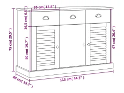 Aparador con cajones VIGO madera maciza pino blanco 113x40x75cm
