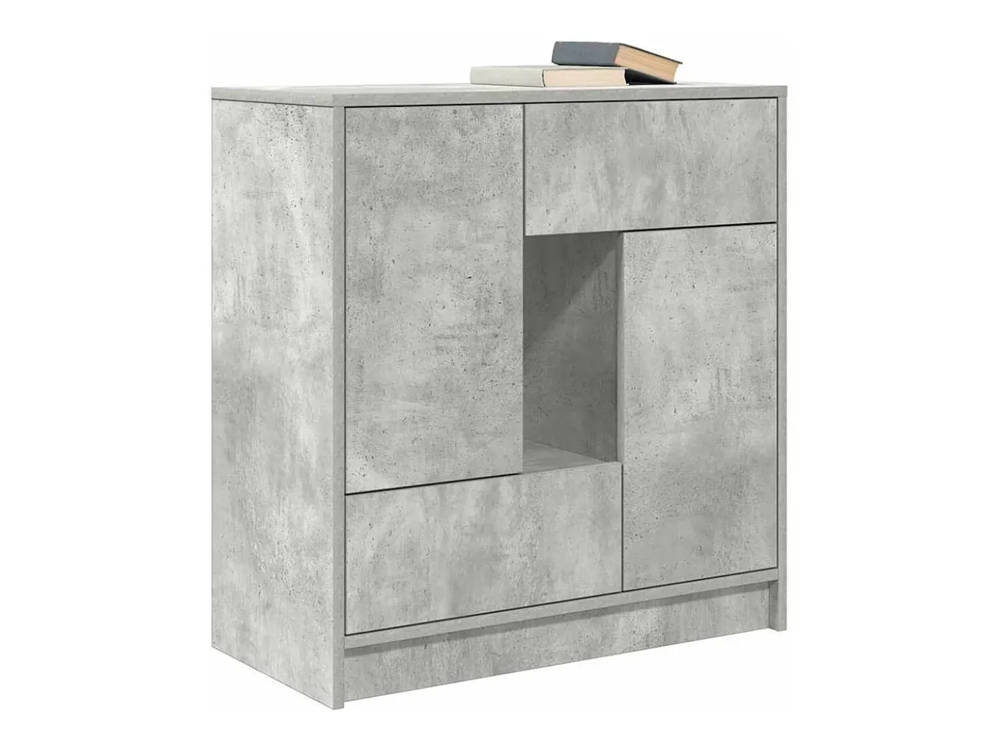 Aparador con cajones y puertas gris hormigón 70,5x34x74,5 cm