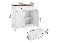Aparador con cajones y puertas, estante ajustable, ideal para salón. Medidas: 40x80x80 cm, color blanco.