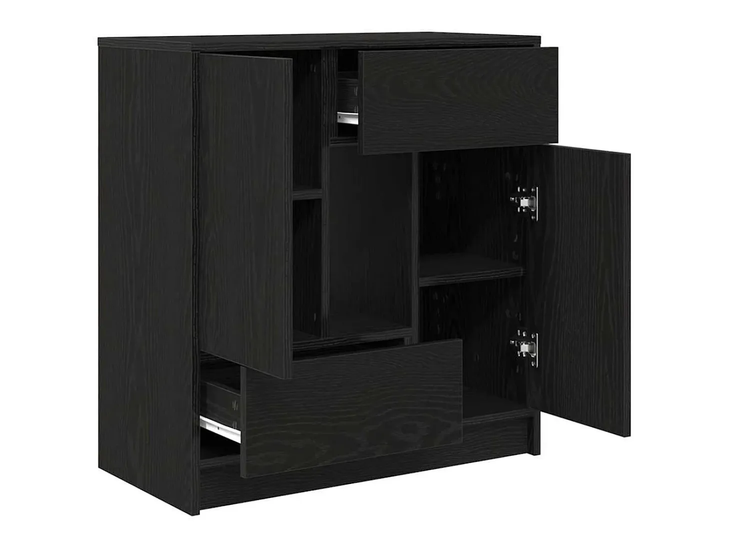 Aparador con cajones y puertas roble negro 70,5x34x74,5 cm