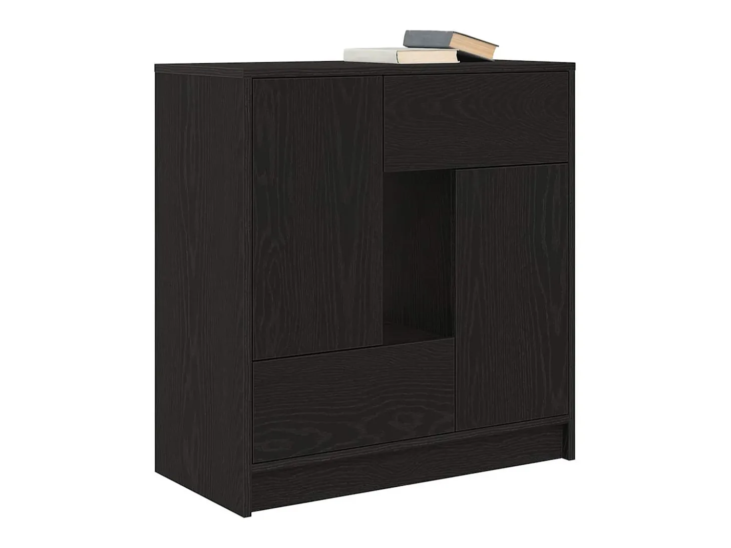 Aparador con cajones y puertas roble negro 70,5x34x74,5 cm