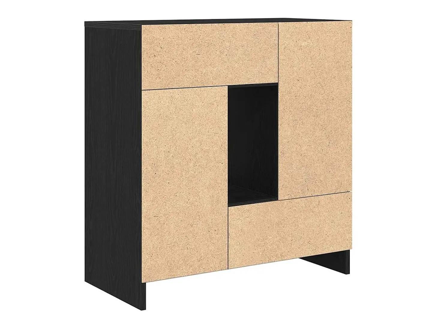 Aparador con cajones y puertas roble negro 70,5x34x74,5 cm
