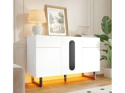Aparador con cajones y puertas, madera de ingeniería, blanco (120x40,5x75cm)