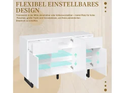 Aparador con cajones y puertas, madera de ingeniería, blanco (120x40,5x75cm)