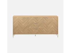 Aparador con efecto espiga de 2 puertas, 160cm natural