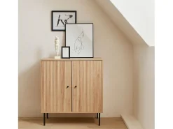 Aparador con efecto madera de 2 puertas, 83.5cm natural