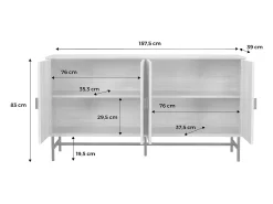 Aparador con efecto madera de 4 puertas, 157.5cm madera oscura