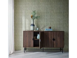Aparador con efecto madera de 4 puertas, 157.5cm madera oscura