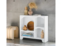 Aparador con efecto madera de 4 compartimentos, 90cm blanco