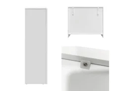 Aparador con efecto madera de 4 compartimentos, 90cm blanco