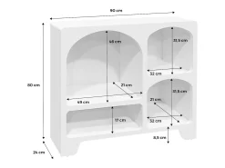 Aparador con efecto madera de 4 compartimentos, 90cm blanco