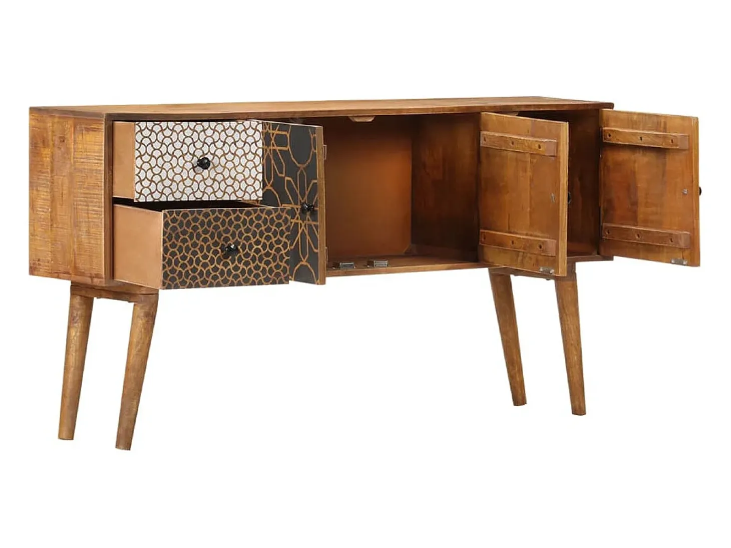 Aparador con estampado madera maciza de mango 130x30x70 cm