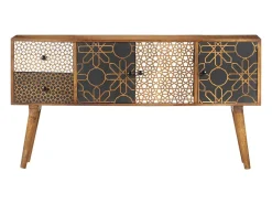 Aparador con estampado madera maciza de mango 130x30x70 cm