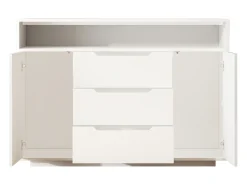 Aparador con iluminación LED, 3 cajones y 2 puertas - Blanco 120x40x85 cm