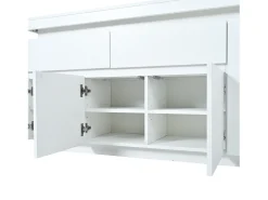 Aparador con iluminación LED, 4 puertas y 2 cajones - Acabado blanco brillo 140x35x72,5 cm