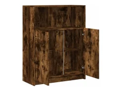 Aparador con LED madera ingeniería roble ahumado 77x34x100 cm