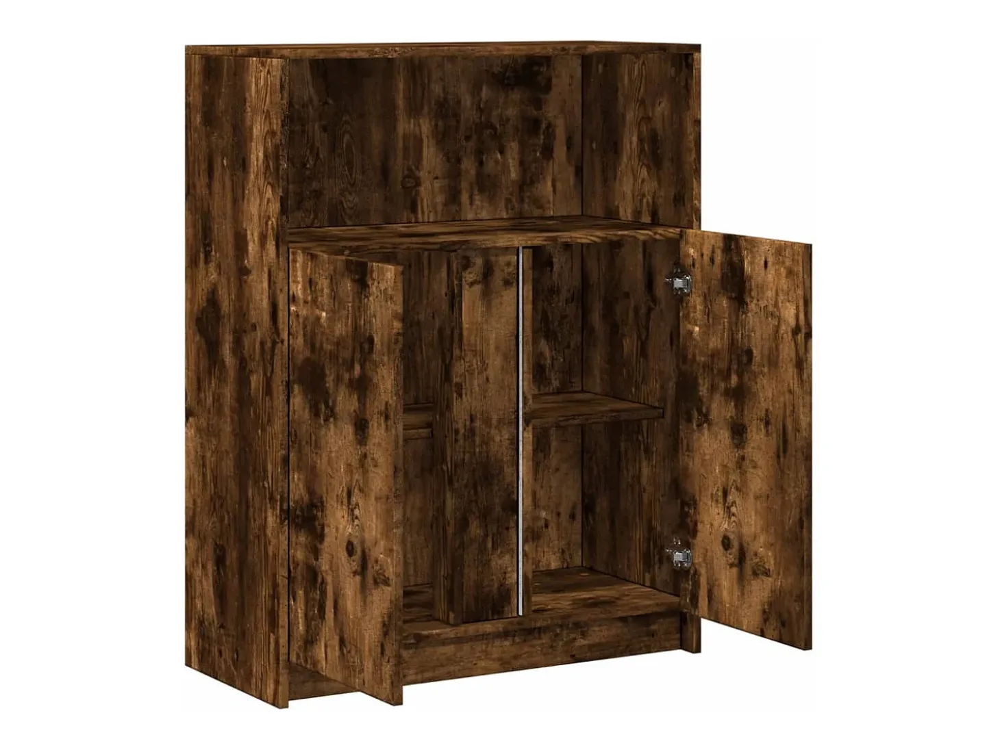 Aparador con LED madera ingeniería roble ahumado 77x34x100 cm