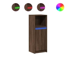 Aparador con LED madera ingeniería marrón roble 38x34x100 cm
