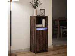 Aparador con LED madera ingeniería marrón roble 38x34x100 cm