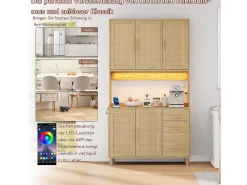 Aparador con LED RGB, 2 USB, 2 enchufes, 3 cajones, 183 cm, Madera (183x40x100 cm)