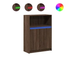 Aparador con LED roble marrón 72x34x100 cm madera de ingeniería