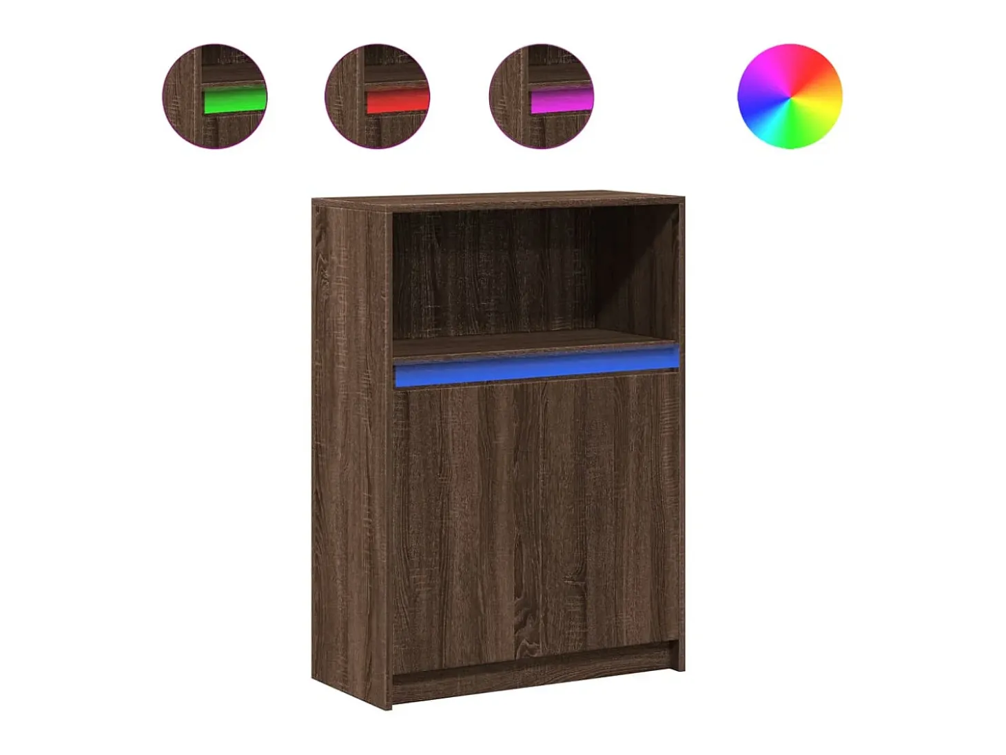 Aparador con LED roble marrón 72x34x100 cm madera de ingeniería