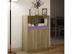 Aparador con LED roble Sonoma 72x34x100 cm madera de ingeniería