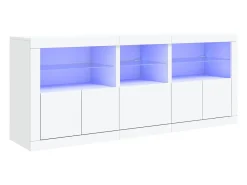Aparador con luces LED blanco 162x37x67 cm