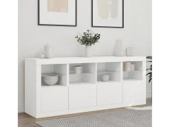 Aparador con luces LED blanco 163x37x67 cm ES252556