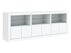 Aparador con luces LED blancas 181,5x37x67 cm