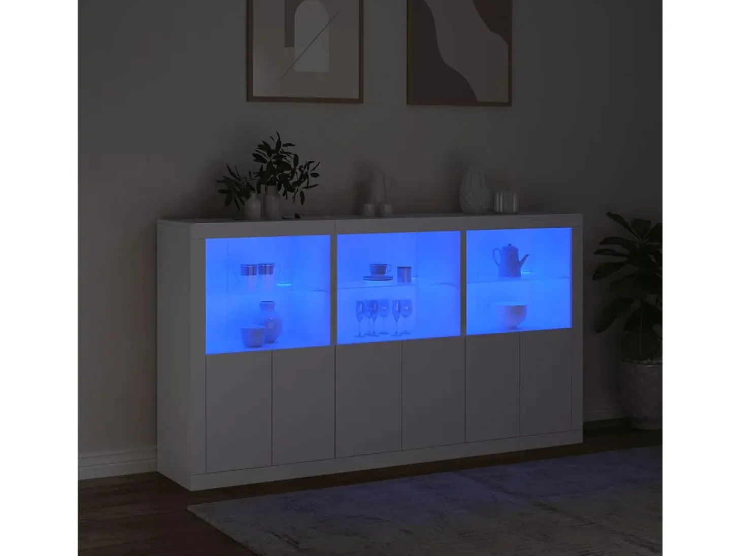 Aparador con luces LED blanco 181,5x37x100 cm ES687410
