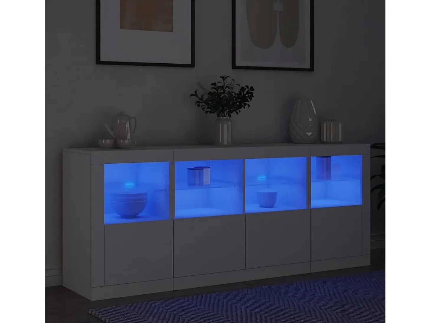 Aparador con luces LED blancas 163x37x67 cm